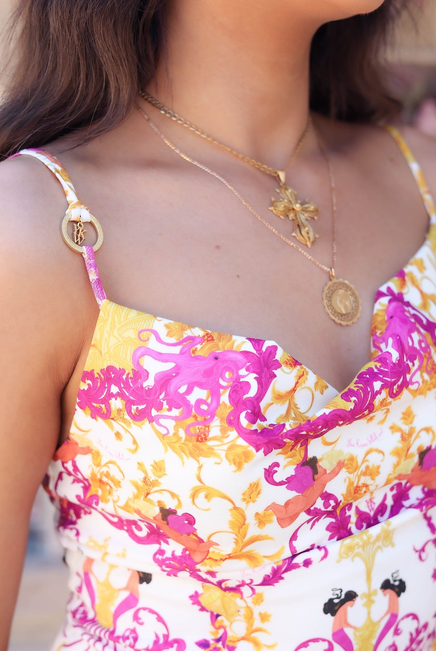 Custom mermaid print slip dress