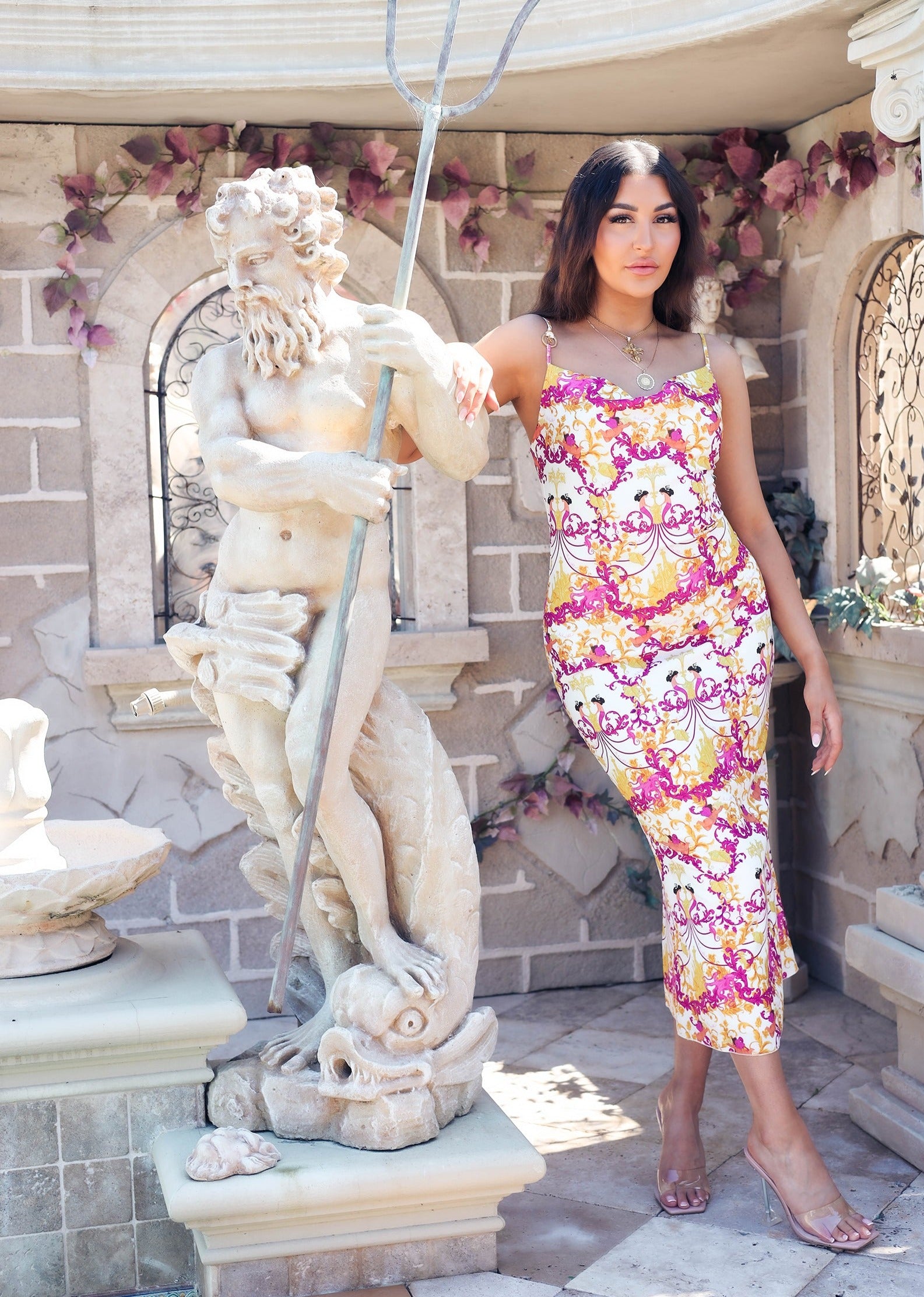 Custom mermaid print slip dress