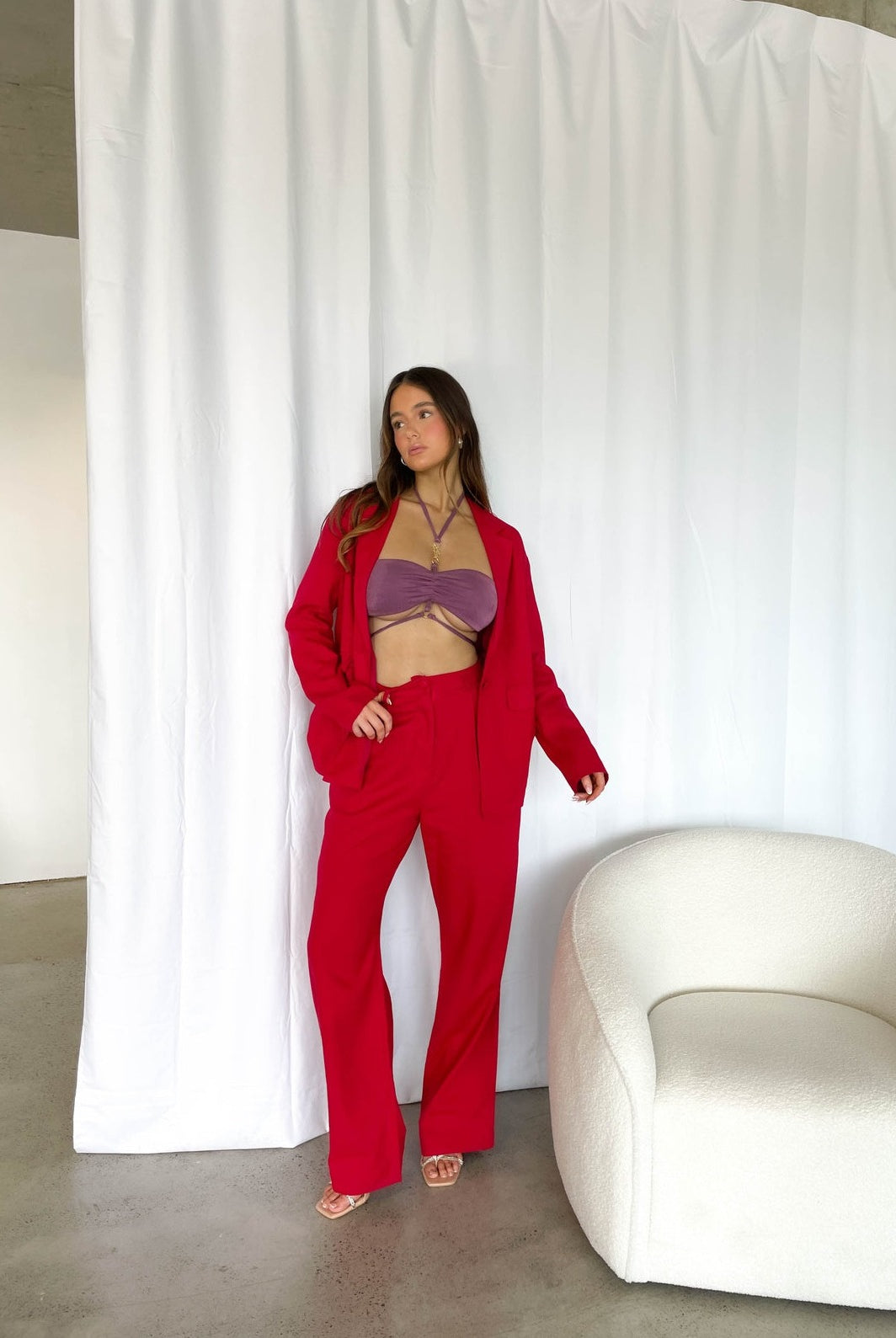 Red linen Pants YKW