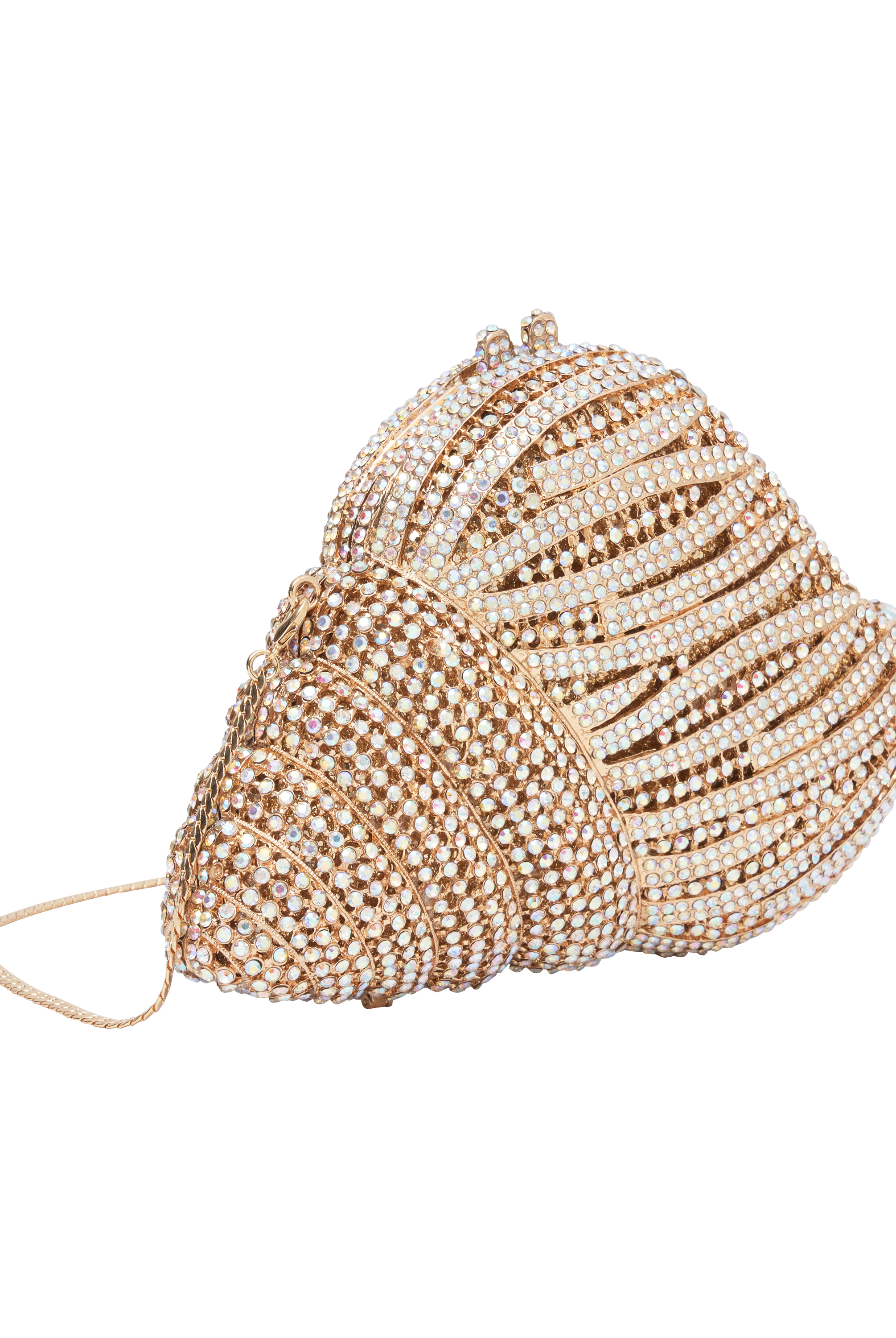 shell diamantie clutch