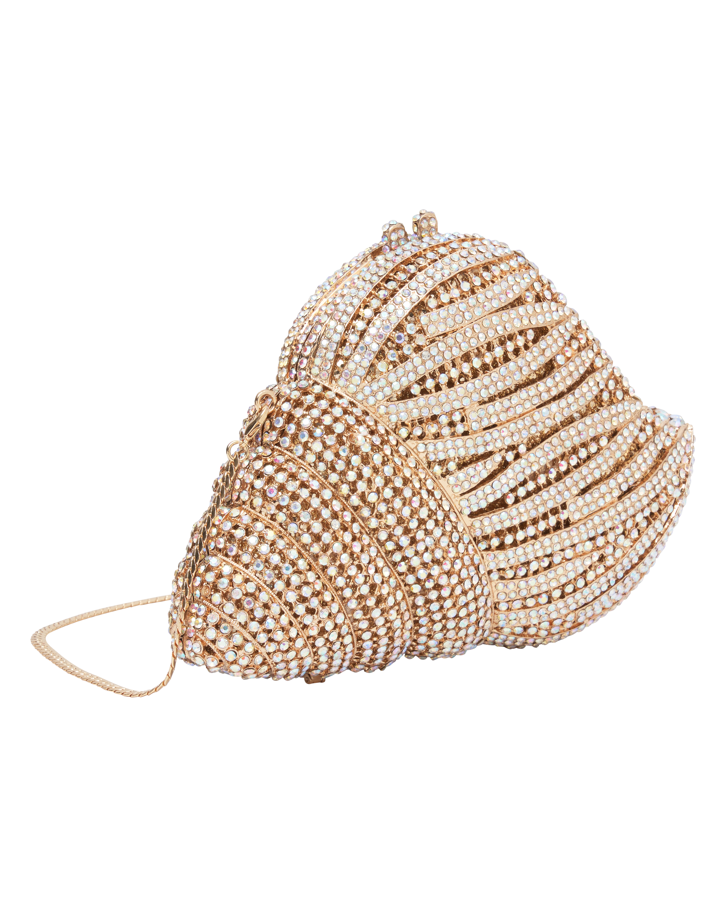 shell diamantie clutch