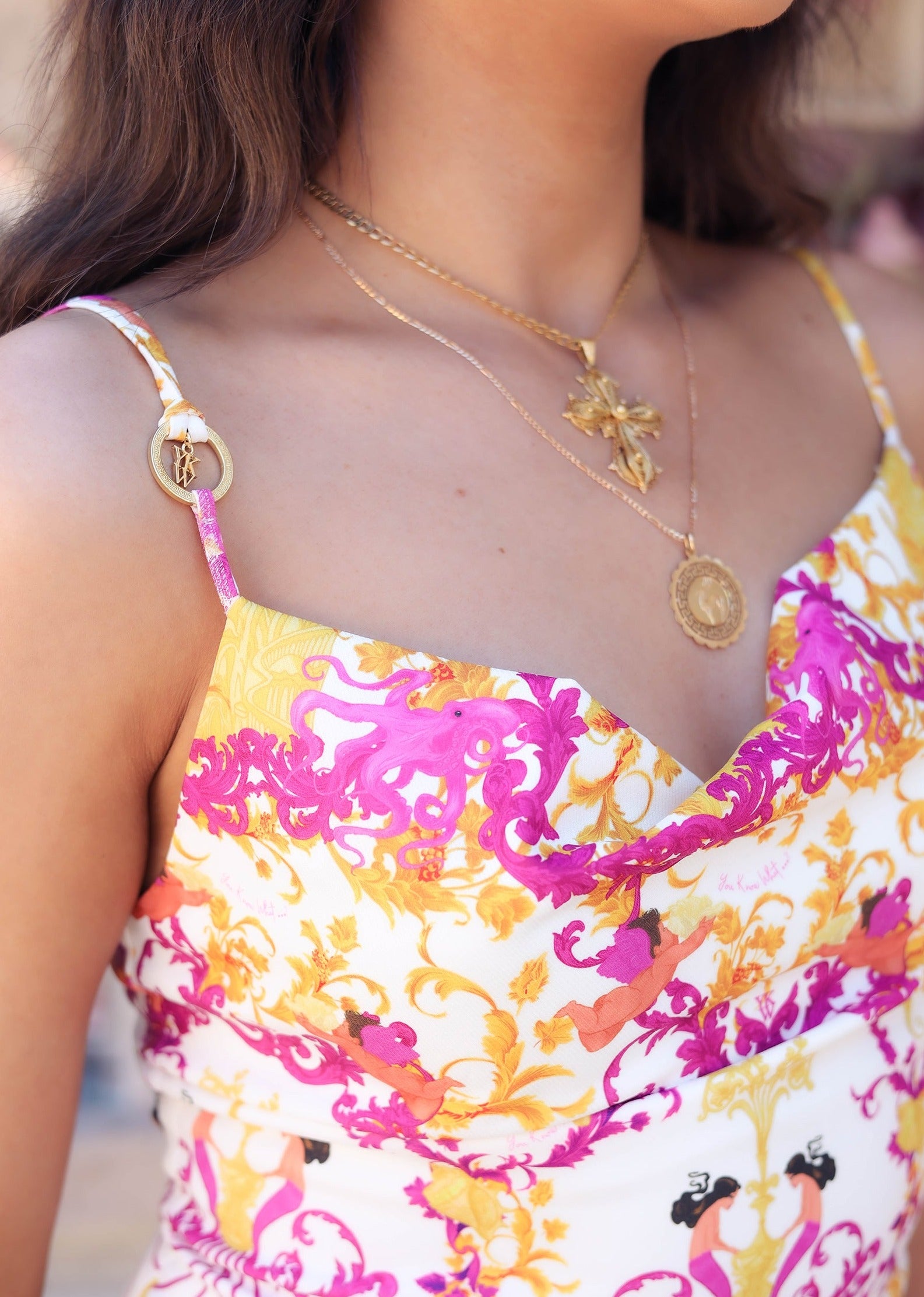 Custom mermaid print slip dress