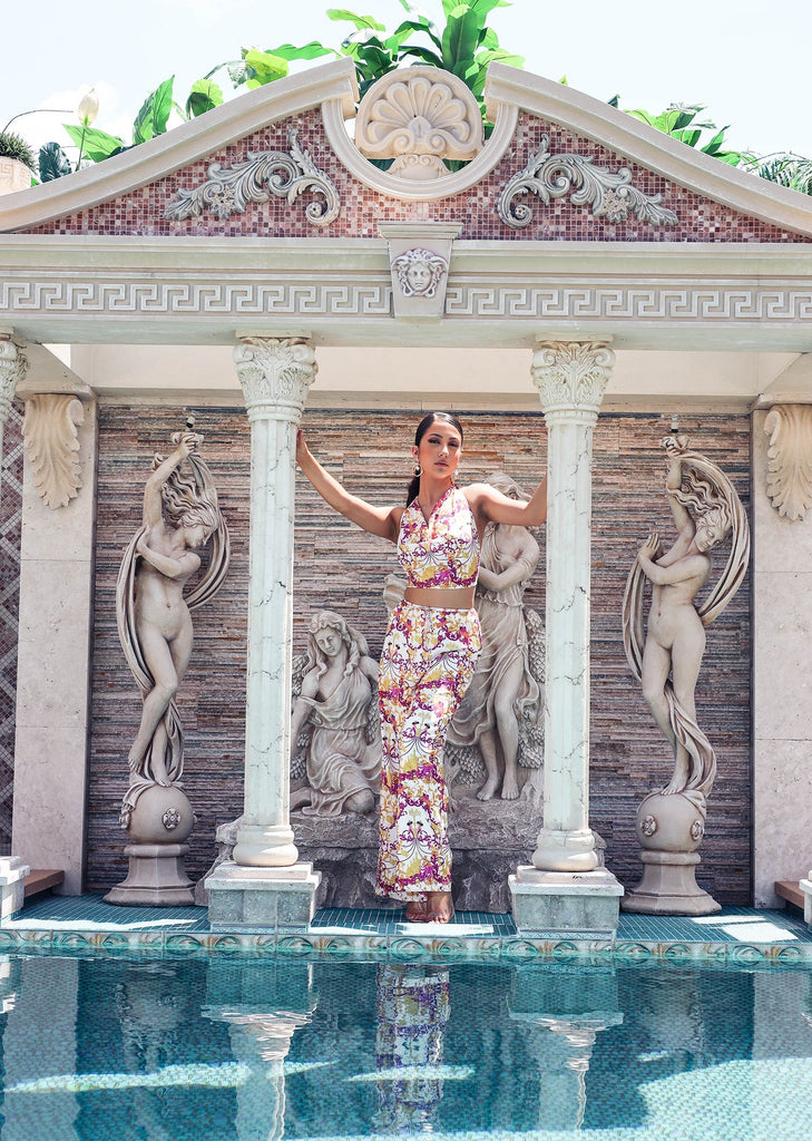 custom mermaid print wide legs pants 