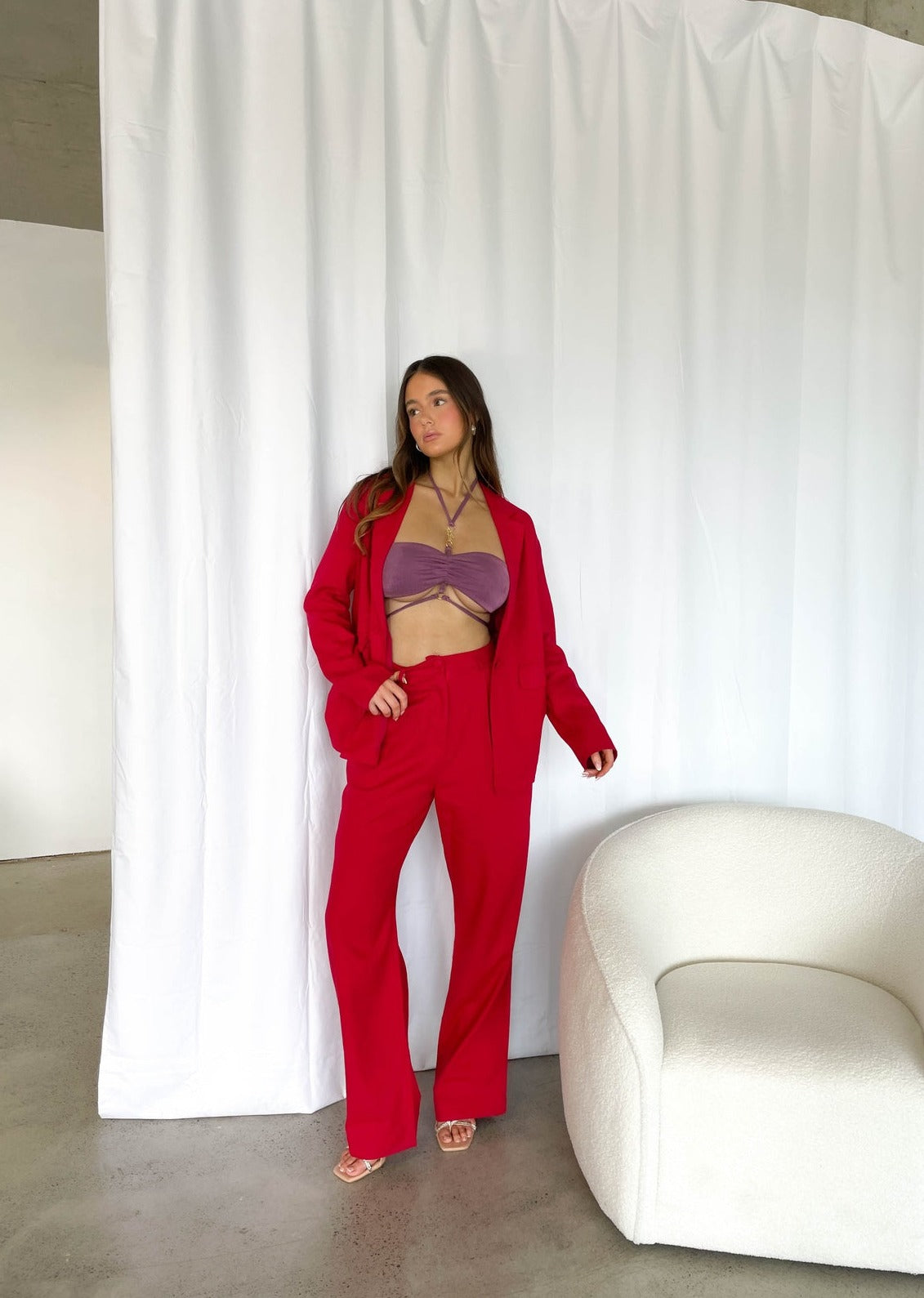 Red linen Pants YKW