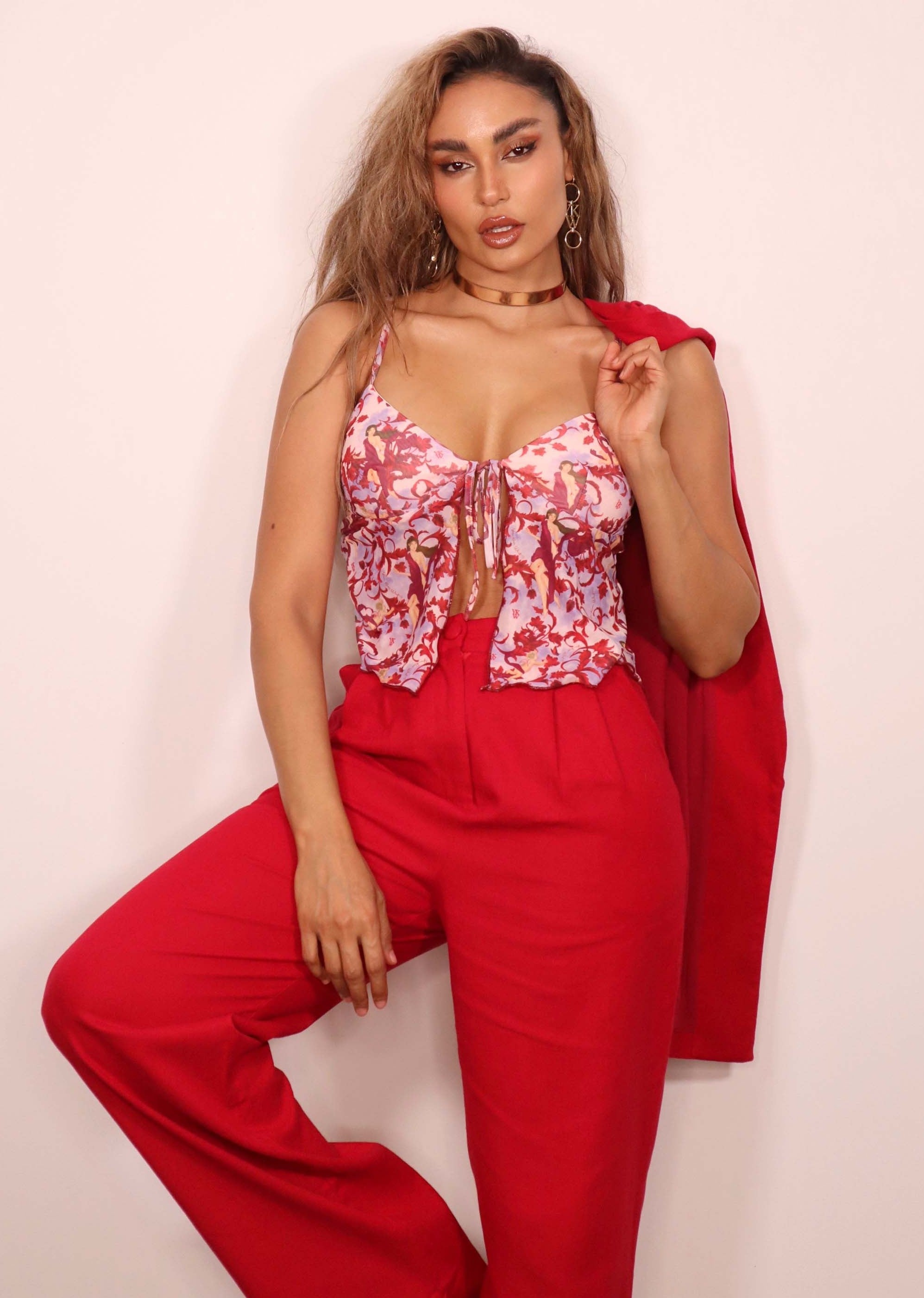Red linen Pants YKW